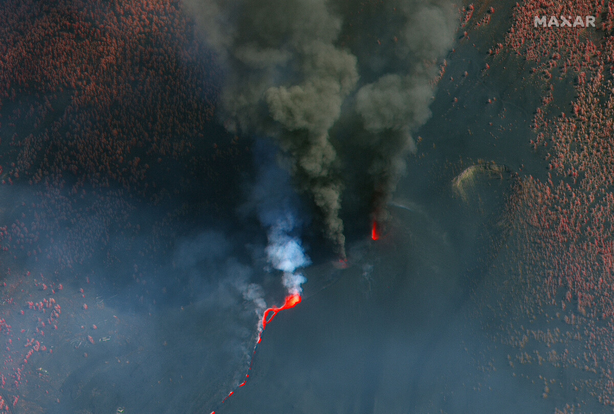 Cumbre Vieja, infraröd bild.