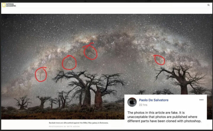 Paolo De Salvatore publicerar en bild på Facebook med markeringar för hur bilden klonats.