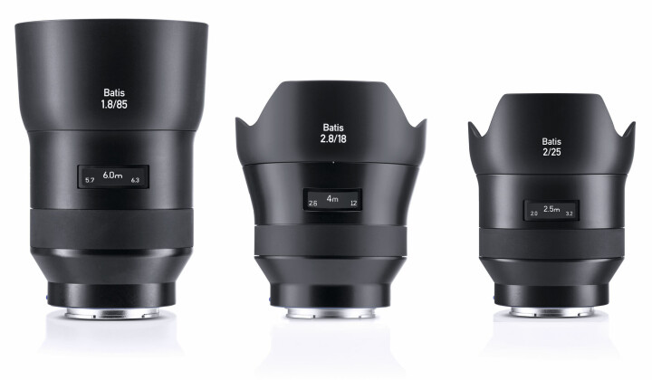 Den nya 18mm f/2,8 tillsammans med existerande objektiv i Batis-serien.