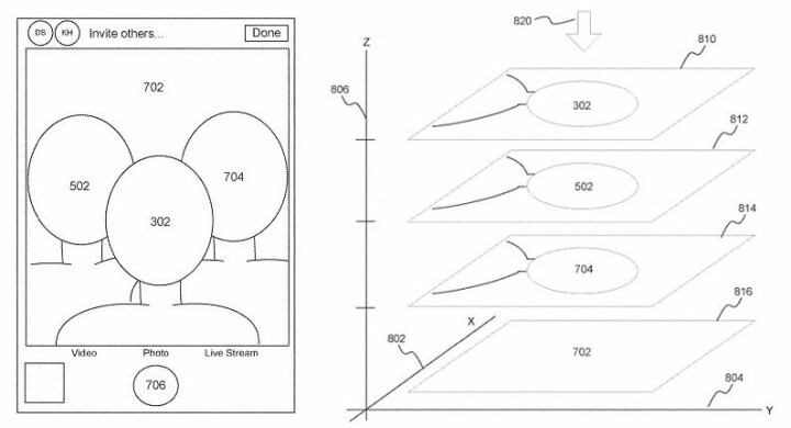 Bilder från Apples patent för syntetiska gruppselfies.