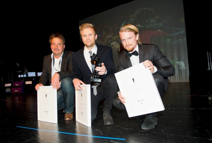 Vinnarna i klassen Årets Sportbild 2014. Från vänster: Nils Petter Nilsson, Joel Marklund och Jimmy Wixtröm. Foto: Sara Strandlund