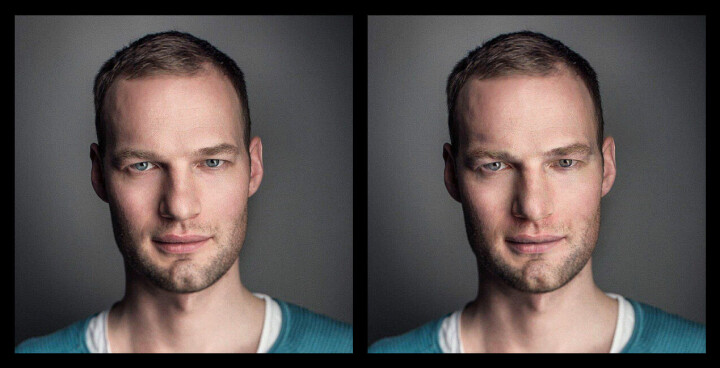 Calle Rosenqvist, till vänster originalbild, till höger en igenkänningssäkrad bild genom Fawkes.