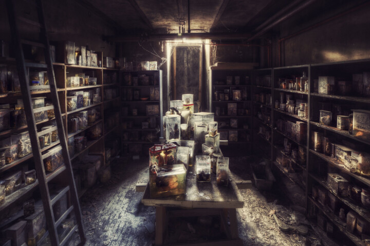Ett mystiskt laboratorium som taget ur en skräckfilm. Foto: Martin Widlund