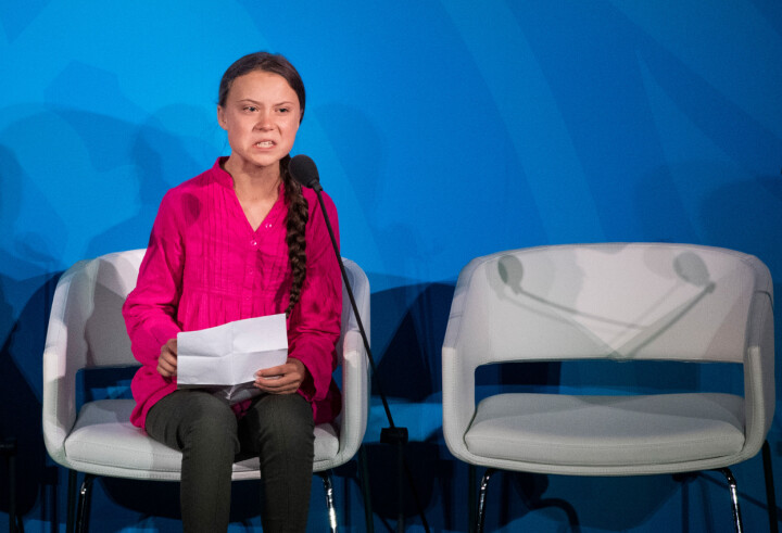 Årets Nyhetsbild Utland: 3:e pris: Pontus Lundahl, TT Nyhetsbyrån. Greta Thunberg talar i FN Generalförsamlingen vid öppnandet av UN Climate Action Summit 2019.