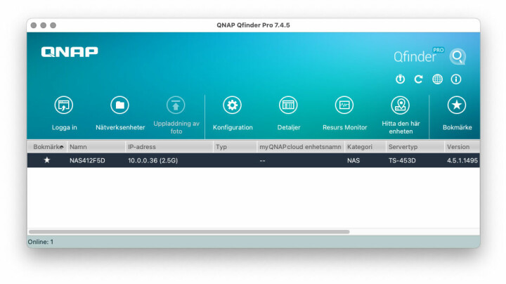 Programmet Qfinder Pro gör att du enkelt hittar din NAS-enhet på nätverket.
