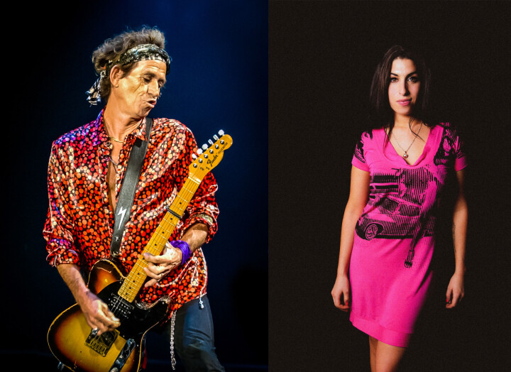 Till vänster: Keith Richards från bandet The Rolling Stones. Till höger: Sångerskan Amy Winehouse.