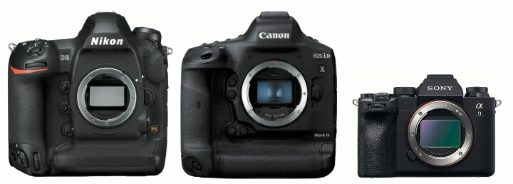 Nikon D6, Canon EOS 1D X Mark II & Sony A9 II.