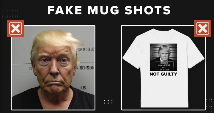 Fejkad AI-bild av Trump (vänster) och fejkad manipulerad bild (höger).
