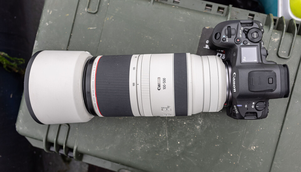 Canon EOS R5 Mark II med RF 100–500mm.