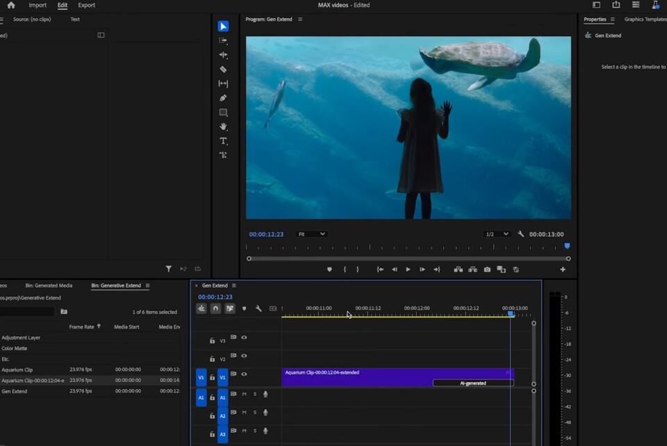 Adobe Premieres 'Generative Extend' förlänger dina klipp med AI
