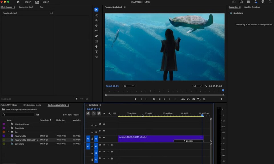 Adobe Premieres 'Generative Extend' förlänger dina klipp med AI