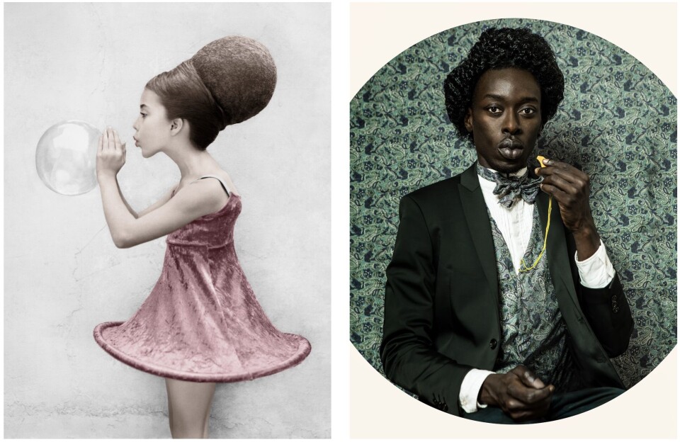 Vänster: The Bubble Girl Untitled #16, 2007. Höger: Frederick Douglass 1818-1895, 2014.